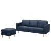Mørteens Sofa Wyke IV (3-Sitzer mit Hocker) - Flachgewebe - Dunkelblau - Dunkelblau