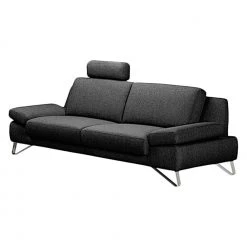 Loftscape Sofa Silvano (3-Sitzer) Webstoff Schwarz - Kopfstütze verstellbar