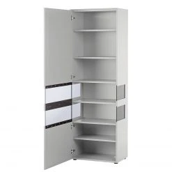 GWINNER Wohnwand Anzio I (4-teilig) - Matt Weiß - Glastür links - Mit Beleuchtung -Wohnzimmermöbel boutique en ligne standvitrine anzio ohne beleuchtung weiss tueranschlag links 4524856