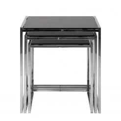 Loftscape Tisch Robin - 3-Satz - schwarze Glasplatte - Chromgestell -Wohnzimmermöbel boutique en ligne tisch robin 3 satz schwarze glasplatte chromgestell 4065088