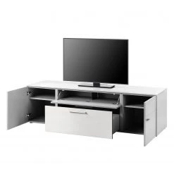 GWINNER Wohnwand Anzio I (4-teilig) - Matt Weiß - Glastür links - Mit Beleuchtung -Wohnzimmermöbel boutique en ligne tv lowboard anzio i weiss 4524296