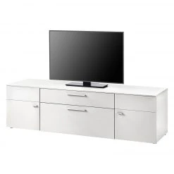 GWINNER Wohnwand Anzio I (4-teilig) - Matt Weiß - Glastür links - Mit Beleuchtung -Wohnzimmermöbel boutique en ligne tv lowboard anzio i weiss 4524300