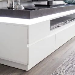 Fredriks TV-Lowboard Namona II - Inkl. Beleuchtung - Beton Dekor / Weiß -Wohnzimmermöbel boutique en ligne tv lowboard namona ii inkl beleuchtung weiss anthrazit weiss anthrazit 4033548