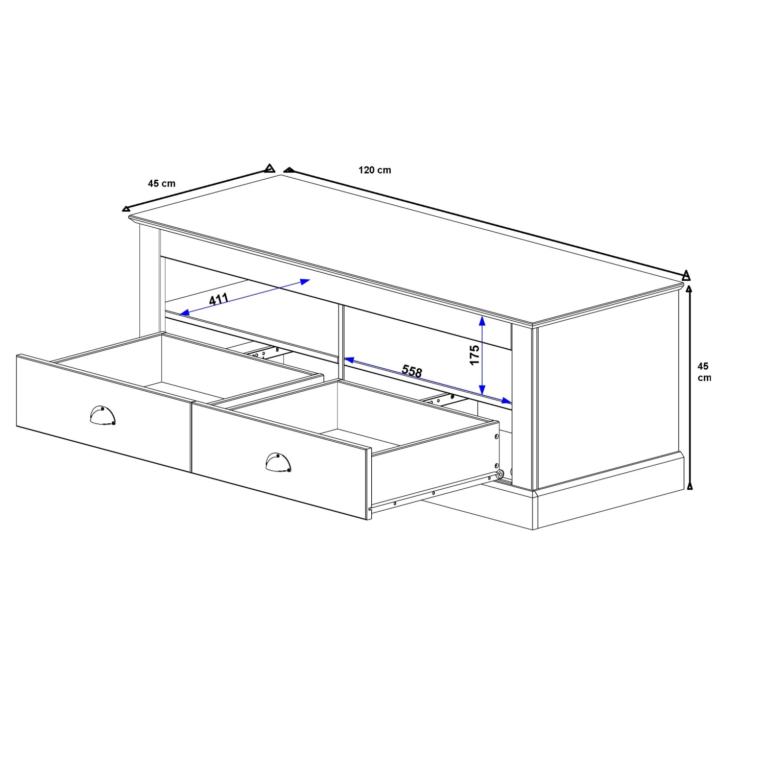 Maison Belfort TV-Lowboard Neely I - Weiß / Grau 10 Maison Belfort TV-Lowboard Neely I - Weiß / Grau – Bild 10