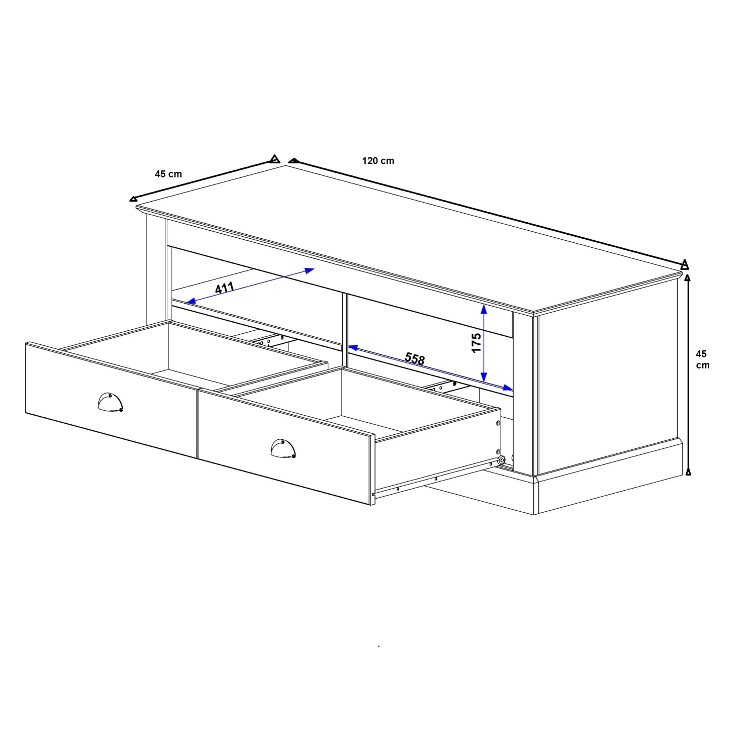 Maison Belfort TV-Lowboard Neely I - Weiß / Grau 6 Maison Belfort TV-Lowboard Neely I - Weiß / Grau – Bild 6