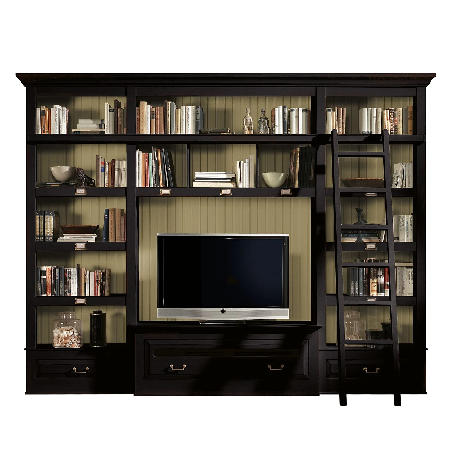 Maison Belfort TV-Wand Azjana I - Schwarz / Pinie Creme - Mit Leiter 2 Maison Belfort TV-Wand Azjana I - Schwarz / Pinie Creme - Mit Leiter – Bild 2