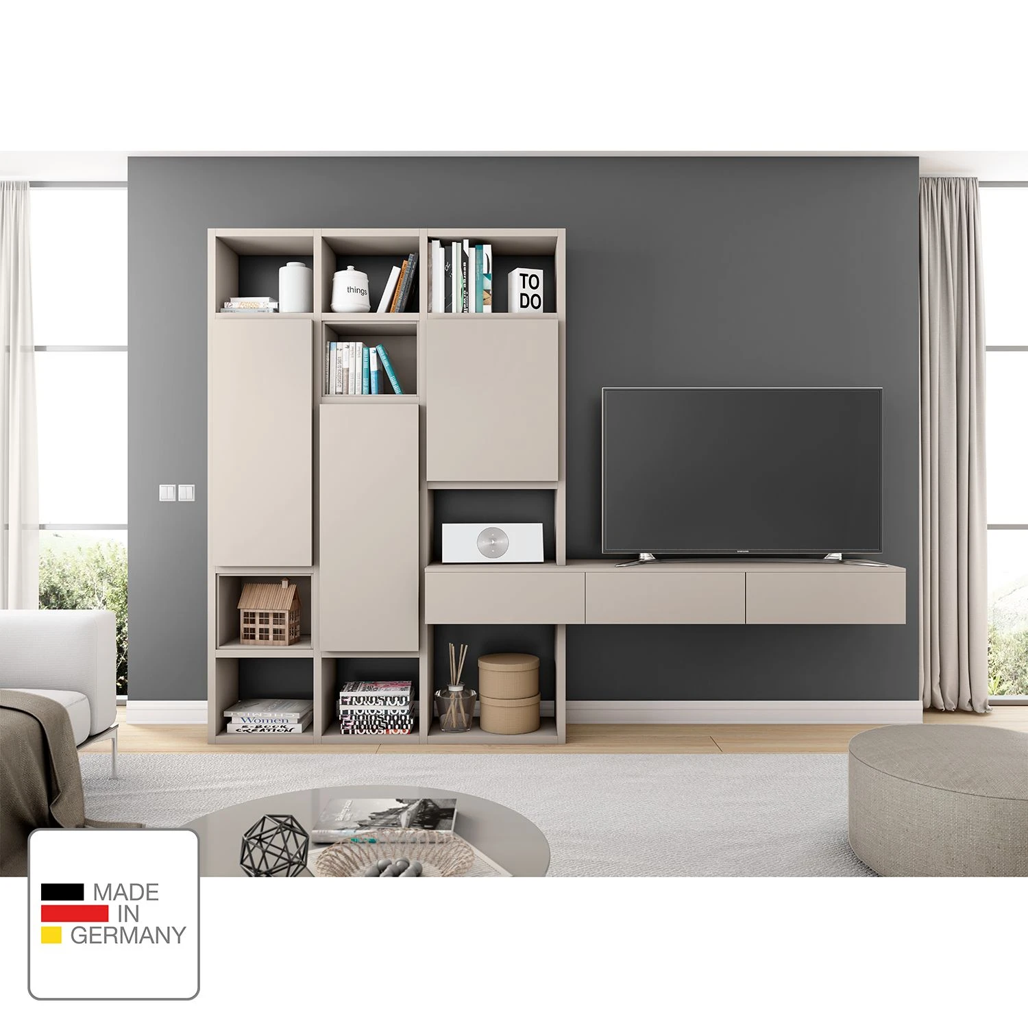 Loftscape TV-Wand Emporior IV - Matt Hellbeige - Breite: 294 cm 2 Loftscape TV-Wand Emporior IV - Matt Hellbeige - Breite: 294 cm – Bild 2