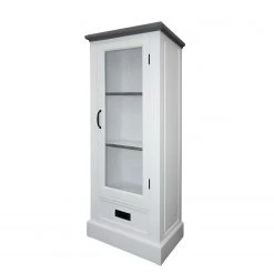 Maison Belfort Standvitrine Nasinu II - Paulownia teilmassiv - Weiß / Antik Grau