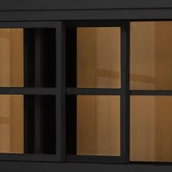 Maison Belfort Vitrinenschrank Azjana - Schwarz / Pinie Honig -Wohnzimmermöbel boutique en ligne vitrinenschrank azjana pinie teilmassiv schwarz pinie honig 3393089