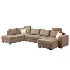 Home Design Wohnlandschaft Antego - (mit Schlaffunktion) Velours Ottomane/Longchair beidseitig montierbar - Hellbraun -Wohnzimmermöbel boutique en ligne wohnlandschaft antego mit schlaffunktion velours ottomane longchair beidseitig montierbar hellbraun 3197761