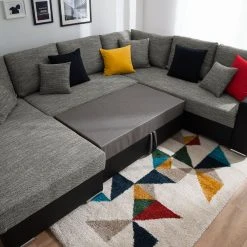 Roomscape Wohnlandschaft Berrings - (mit Schlaffunktion) - Kunstleder / Strukturstoff Schwarz / Grau - Longchair davorstehend links -Wohnzimmermöbel boutique en ligne wohnlandschaft berrings mit schlaffunktion kunstleder strukturstoff schwarz grau longchair davorstehend links 4993840