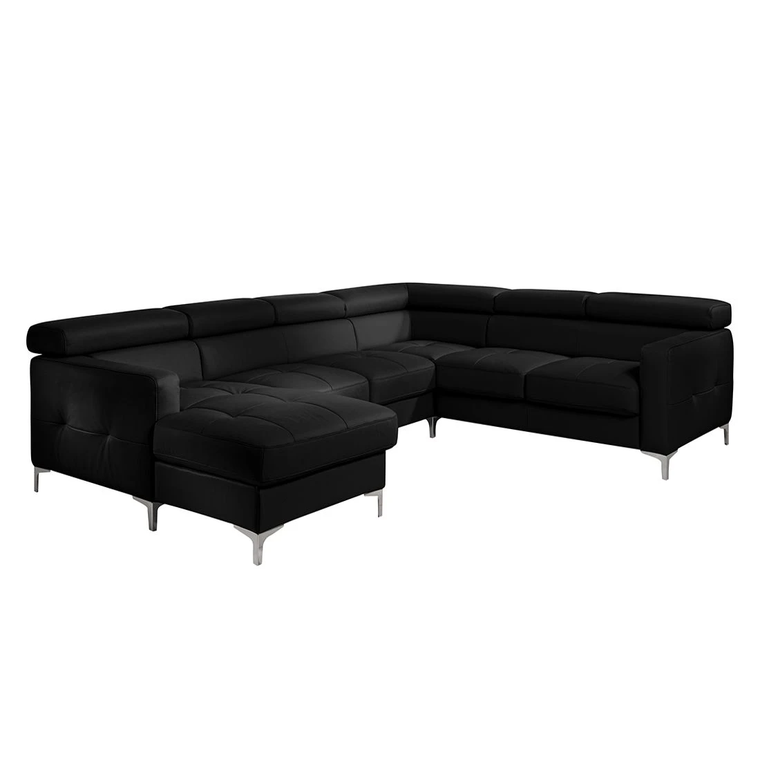 Cotta Wohnlandschaft Samu - mit Schlaffunktion - Kunstleder Schwarz - Longchair davorstehend links 1 Cotta Wohnlandschaft Samu - mit Schlaffunktion - Kunstleder Schwarz - Longchair davorstehend links