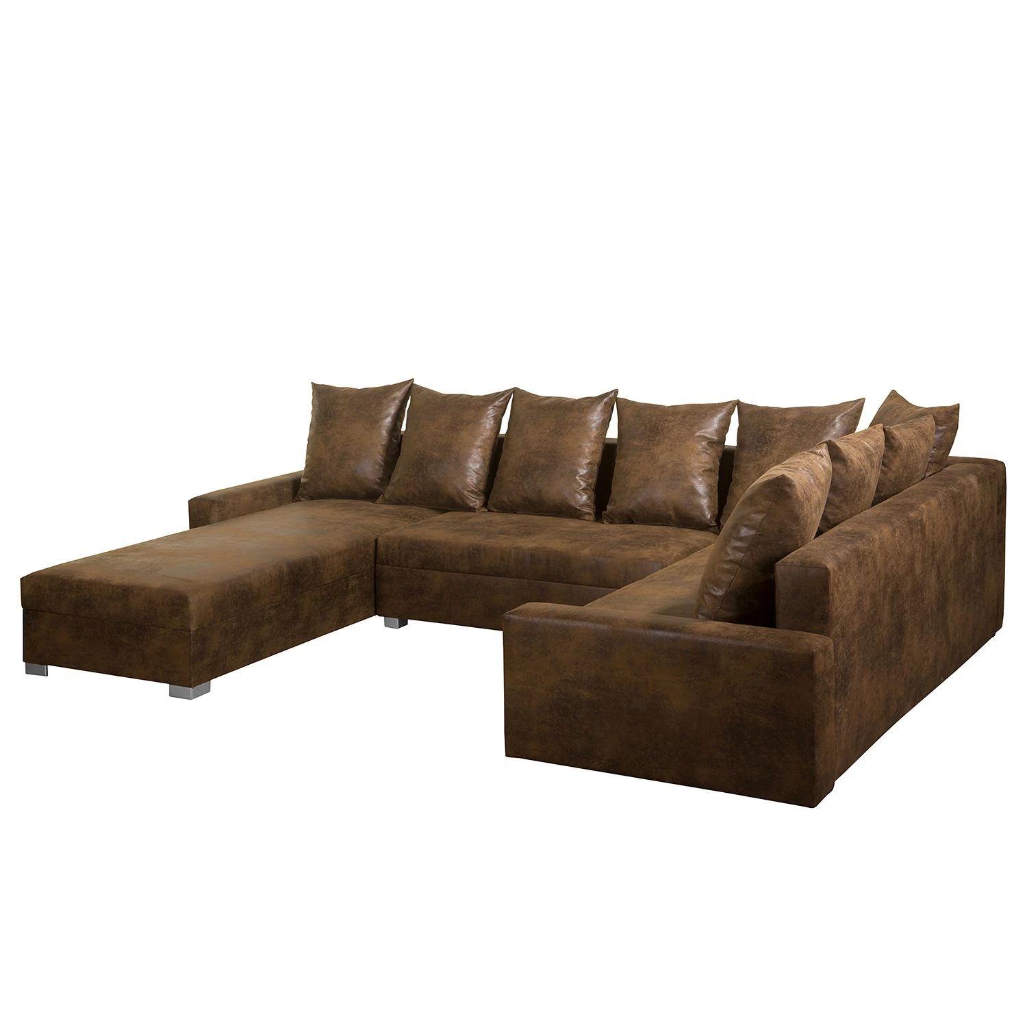 Mooved Wohnlandschaft Sibenik - (mit Schlaffunktion) - Antiklederoptik - Braun - Longchair davorstehend rechts / Ottomane links 1 Mooved Wohnlandschaft Sibenik - (mit Schlaffunktion) - Antiklederoptik - Braun - Longchair davorstehend rechts / Ottomane links