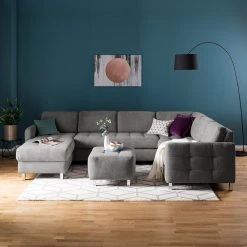 Fredriks Wohnlandschaft Tanete - Strukturstoff - Grau - Longchair davorstehend links / Ottomane rechts - Schlaffunktion -Wohnzimmermöbel boutique en ligne wohnlandschaft tanete strukturstoff longchair davorstehend links ottomane rechts mit schlaffunktion grau 4997280