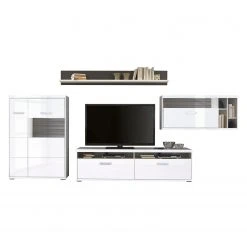 Loftscape Wohnwand Arco I (4-teilig) - Hochglanz Weiß / Grau -Wohnzimmermöbel boutique en ligne wohnwand arco i 4 teilig hochglanz weiss grau 4711060