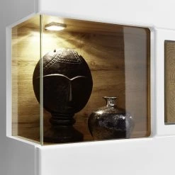 Loftscape Hängevitrine Aulby - Inkl. Beleuchtung - Weiß -Wohnzimmermöbel boutique en ligne wohnwand aulby i 4 teilig inkl beleuchtung matt weiss eiche dekor 4715320