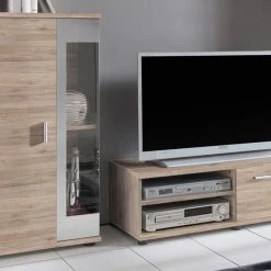 Mooved Wohnwand Baceno (4-teilig) - Eiche Sanremo Dekor - Ohne Beleuchtung -Wohnzimmermöbel boutique en ligne wohnwand baceno 4 teilig eiche san remo dekor 2271158