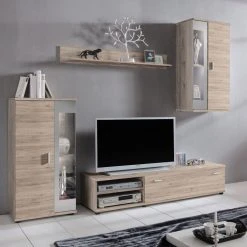 Mooved Wohnwand Baceno (4-teilig) - Eiche Sanremo Dekor - Ohne Beleuchtung -Wohnzimmermöbel boutique en ligne wohnwand baceno 4 teilig eiche san remo dekor ohne beleuchtung 2485882