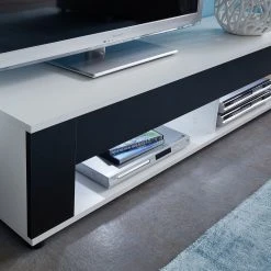 Trendteam Wohnwand Corner (4-teilig) - Weiß / Schwarz -Wohnzimmermöbel boutique en ligne wohnwand corner 4 teilig weiss schwarz 4808788