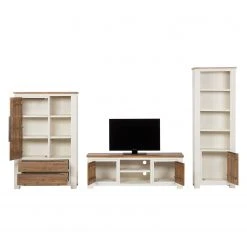 Maison Belfort Wohnwand Doral (3-teilig) - Akazie teilmassiv - Weiß / Akazie -Wohnzimmermöbel boutique en ligne wohnwand doral 3 teilig akazie teilmassiv weiss akazie 3600893