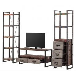 Red Living Wohnwand Factory - Mango massiv / Metall - Vintage Braun -Wohnzimmermöbel boutique en ligne wohnwand factory 3 teilig mango massiv metall vintage braun 3600941