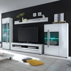 Roomscape Wohnwand Farson (4-teilig) - Hochglanz Weiß / Weiß -Wohnzimmermöbel boutique en ligne wohnwand farson 4 teilig hochglanz weiss weiss 3696697