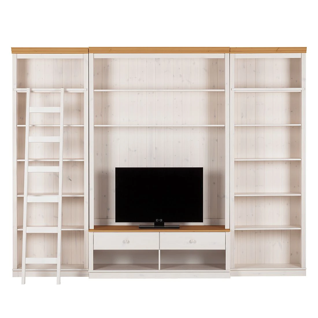 Maison Belfort Wohnwand Lillehammer I (3-teilig) - Kiefer massiv - Kiefer Weiß / Kiefer Honig 4 Maison Belfort Wohnwand Lillehammer I (3-teilig) - Kiefer massiv - Kiefer Weiß / Kiefer Honig – Bild 4