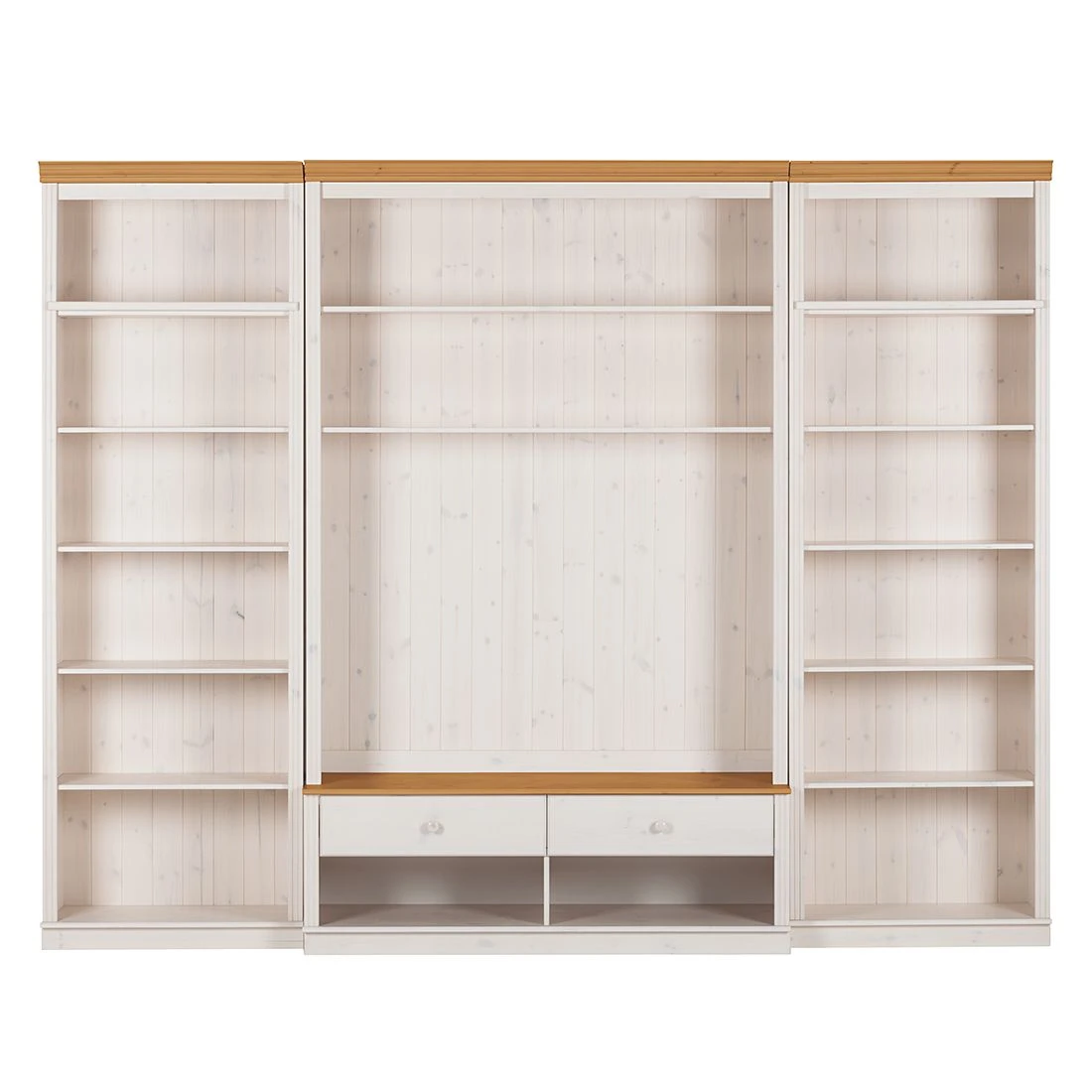 Maison Belfort Wohnwand Lillehammer I (3-teilig) - Kiefer massiv - Kiefer Weiß / Kiefer Honig 3 Maison Belfort Wohnwand Lillehammer I (3-teilig) - Kiefer massiv - Kiefer Weiß / Kiefer Honig – Bild 3