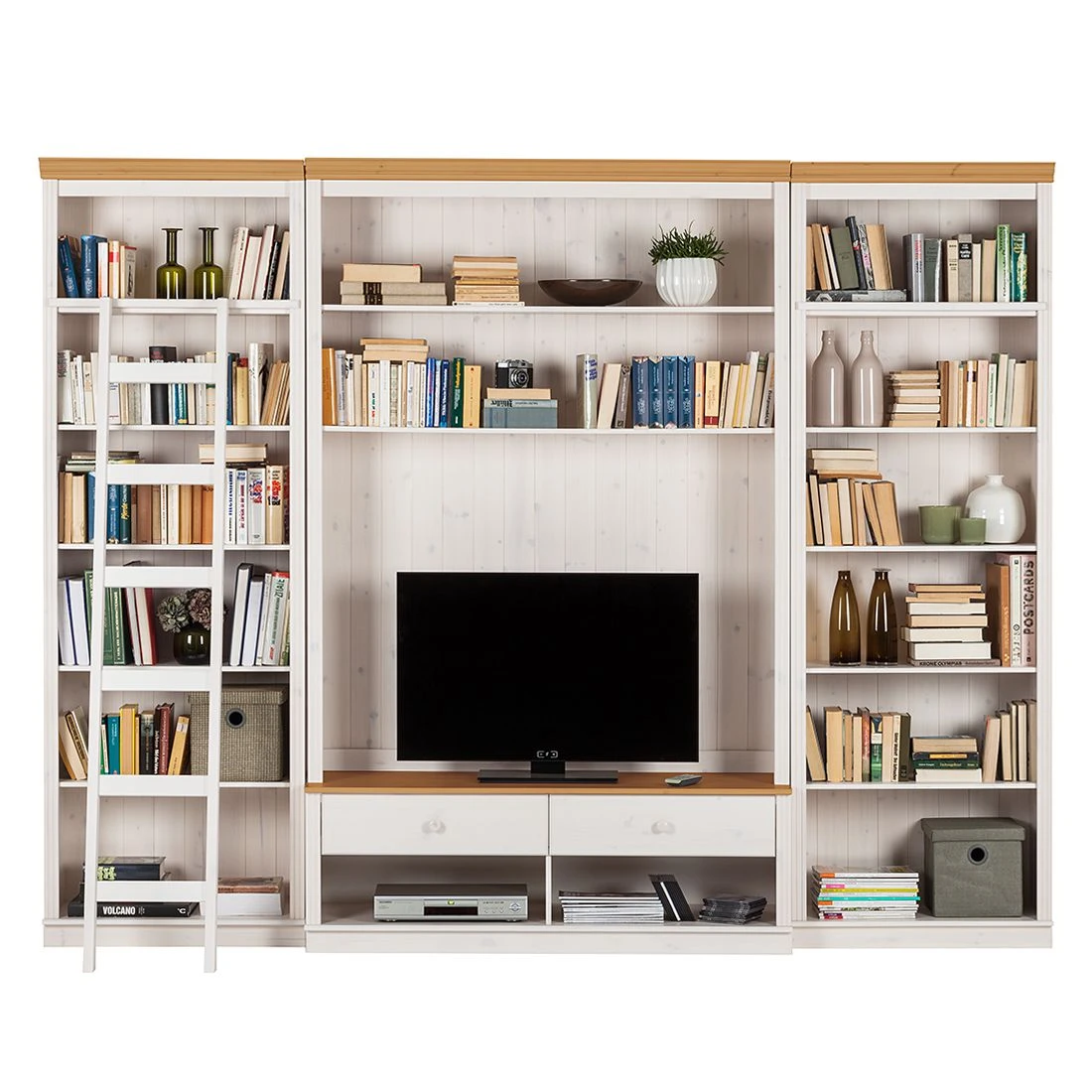 Maison Belfort Wohnwand Lillehammer I (3-teilig) - Kiefer massiv - Kiefer Weiß / Kiefer Honig 1 Maison Belfort Wohnwand Lillehammer I (3-teilig) - Kiefer massiv - Kiefer Weiß / Kiefer Honig