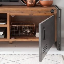 Ars manufacti Wohnwand Manchester I (3-teilig) - Akazie teilmassiv / Metall - Akazie / Anthrazit -Wohnzimmermöbel boutique en ligne wohnwand manchester i 3 teilig akazie teilmassiv metall akazie anthrazit 4874612