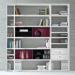 Loftscape XL Regalwand Emporior II - Hochglanz Weiß / Schwarz - Mit Beleuchtung -Wohnzimmermöbel boutique en ligne xl regalwand emporior ii rgb led beleuchtung hochglanz weiss schwarz 3396733