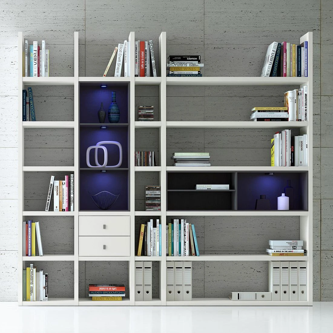 Loftscape XL Regalwand Emporior III.B - Weiß / Schwarz - Mit Beleuchtung 4 Loftscape XL Regalwand Emporior III.B - Weiß / Schwarz - Mit Beleuchtung – Bild 4