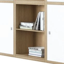 Loftscape XL Regalwand Emporior IX.A - Weiß / Eiche Dekor -Wohnzimmermöbel boutique en ligne xl regalwand emporior ix a inkl beleuchtung weiss eiche dekor 1555294