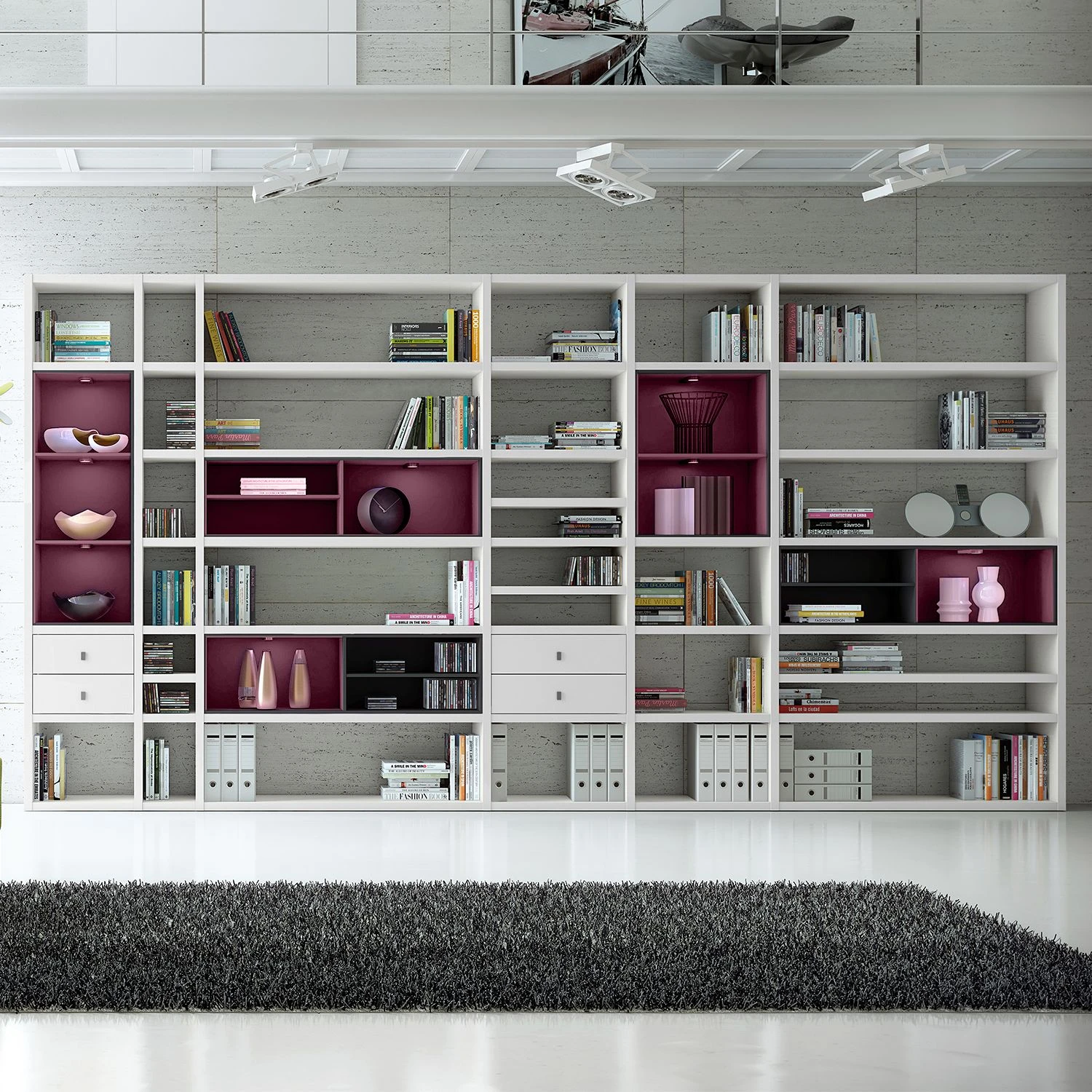 Loftscape XXL Regalwand Emporior I.A - Weiß / Schwarz - Mit Beleuchtung 2 Loftscape XXL Regalwand Emporior I.A - Weiß / Schwarz - Mit Beleuchtung – Bild 2