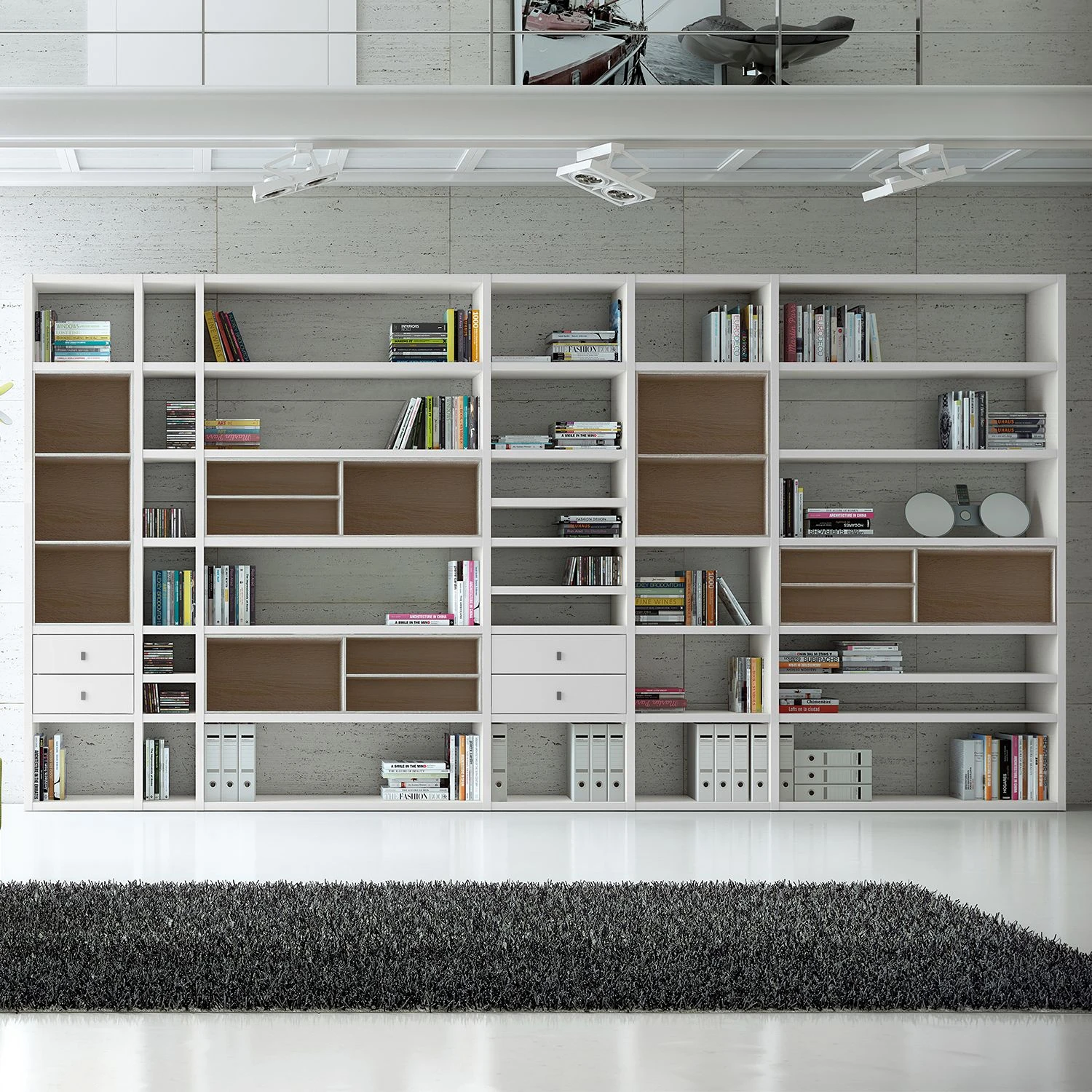 Loftscape XXL Regalwand Emporior I.A - Weiß / Eiche Sonoma Dekor - Ohne Beleuchtung 2 Loftscape XXL Regalwand Emporior I.A - Weiß / Eiche Sonoma Dekor - Ohne Beleuchtung – Bild 2