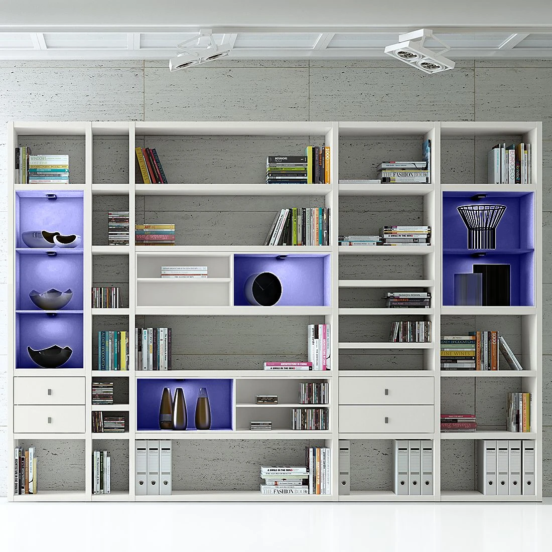 Loftscape XXL Regalwand Emporior III - Cremeweiß - Mit Beleuchtung 3 Loftscape XXL Regalwand Emporior III - Cremeweiß - Mit Beleuchtung – Bild 3