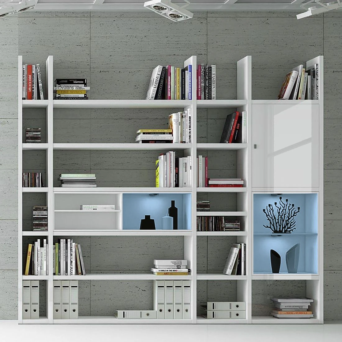 Loftscape XXL Regalwand Emporior IV.B - Hochglanz Weiß / Weiß - Mit Beleuchtung 1 Loftscape XXL Regalwand Emporior IV.B - Hochglanz Weiß / Weiß - Mit Beleuchtung