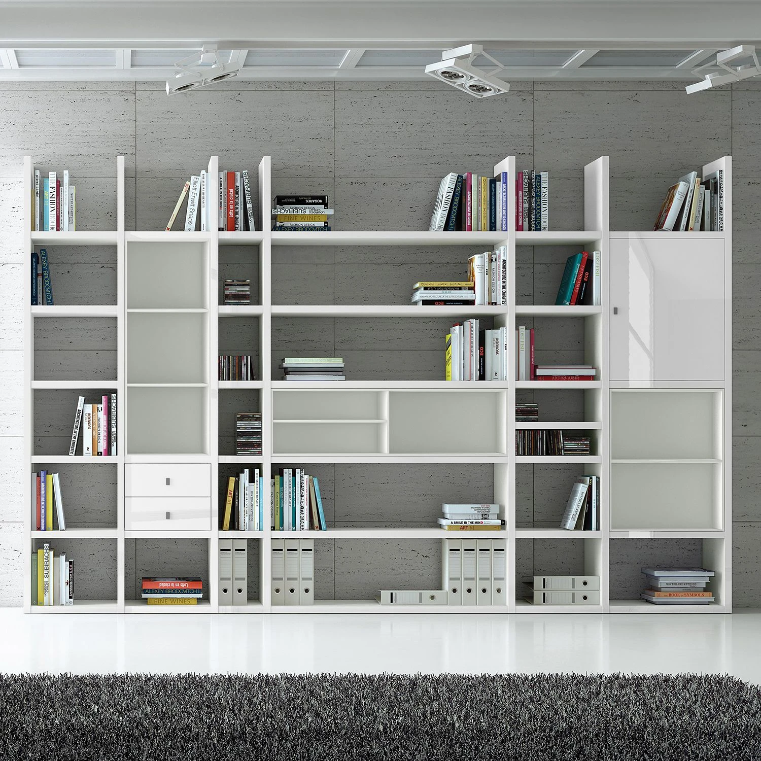 Loftscape XXL Regalwand Emporior V.A - Hochglanz Weiß / Weiß - Ohne Beleuchtung 2 Loftscape XXL Regalwand Emporior V.A - Hochglanz Weiß / Weiß - Ohne Beleuchtung – Bild 2