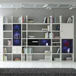 Loftscape XXL Regalwand Emporior V.A - Weiß / Schwarz - Mit Beleuchtung -Wohnzimmermöbel boutique en ligne xxl regalwand emporior v a rgb led beleuchtung weiss schwarz 3396949