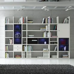 Loftscape XXL Regalwand Emporior V.A - Weiß / Schwarz - Mit Beleuchtung -Wohnzimmermöbel boutique en ligne xxl regalwand emporior v a weiss schwarz 289451